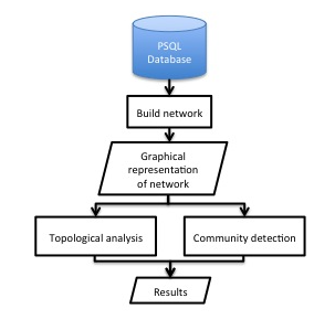 Building and analysing the networks from data found by the web spider in figure 9.